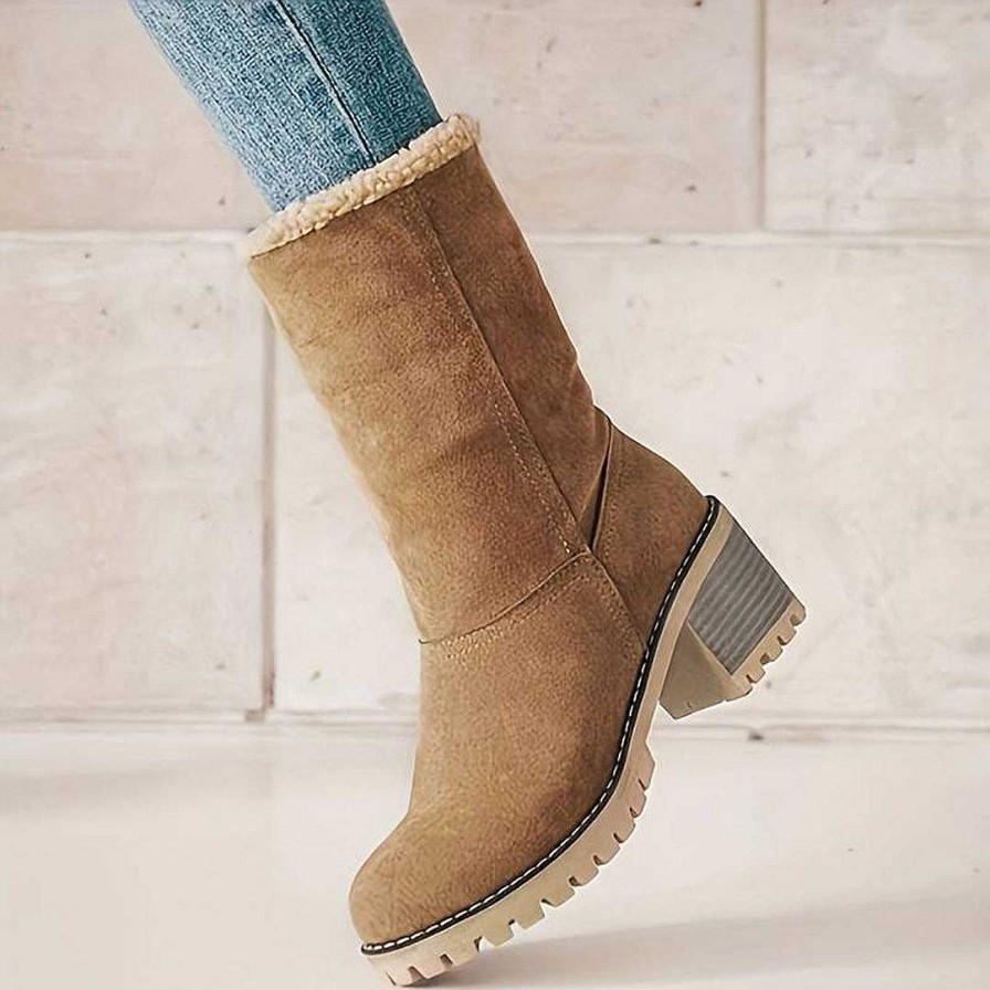 Women Zula | Caroline - Warm Winter Boots With Hog Heel