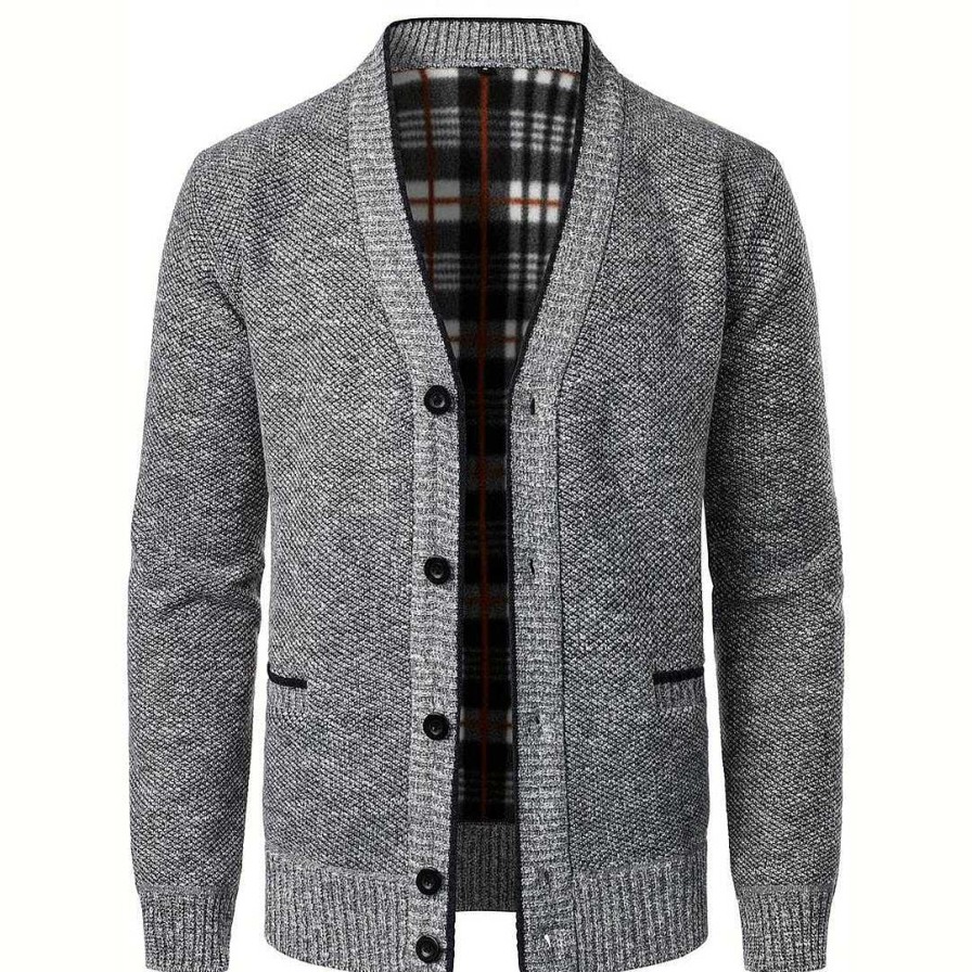 Man Zula | Wade - V-Neck Cardigan For Man Light Grey