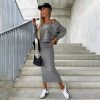 Women Zula | Bessie - Elegant Set With Dress And Sweatshirt Gray