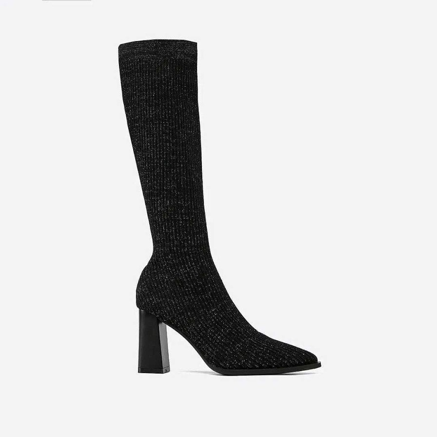 Women Zula | Amelia - Knitted Tall Boots With Chunky Heel