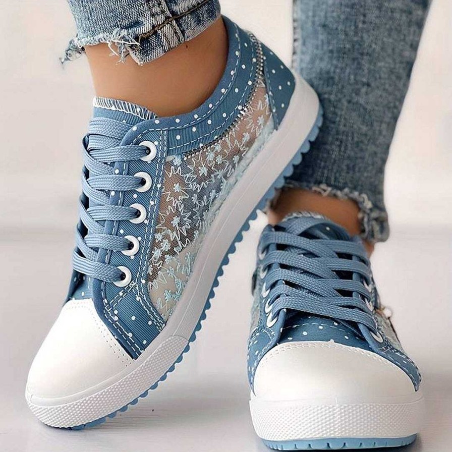 Women Zula | Emmie - Mesh Flat Sneakers For Women Bright Blue