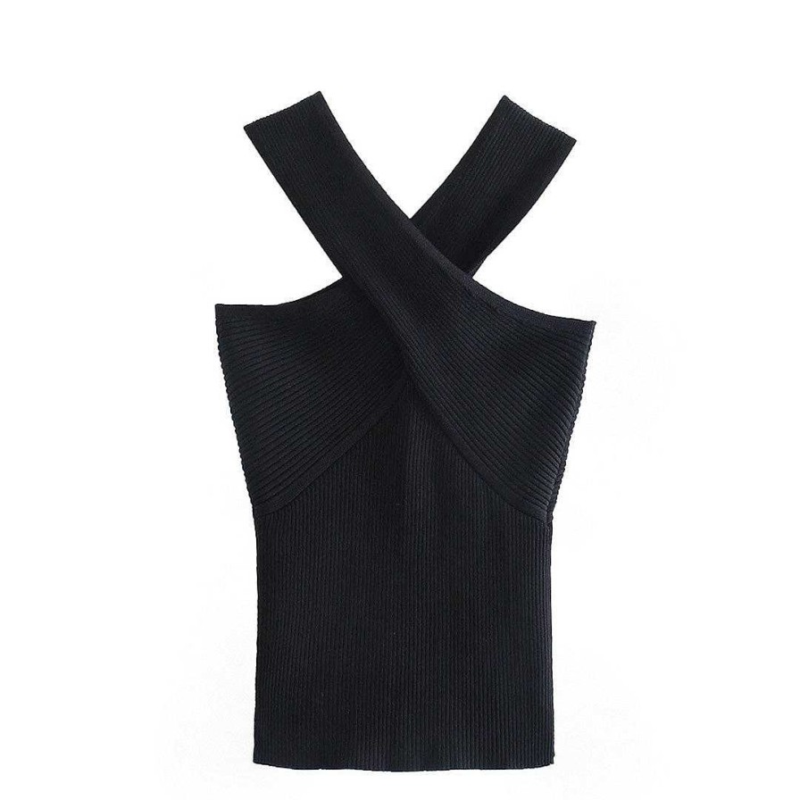 Women Zula | Waverly - Elegant Cross Strap Top Black