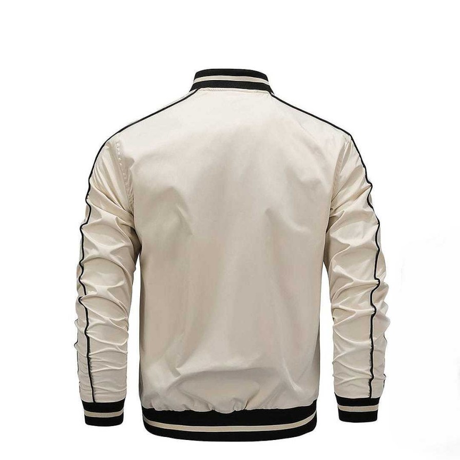 Man Zula | Luther - Casual Bomber Jacket Beige White